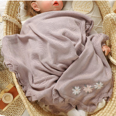 couverture bebe rose en coton douce