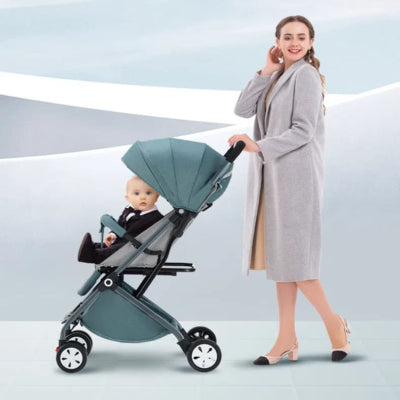 poussette compacte vert pliable une main