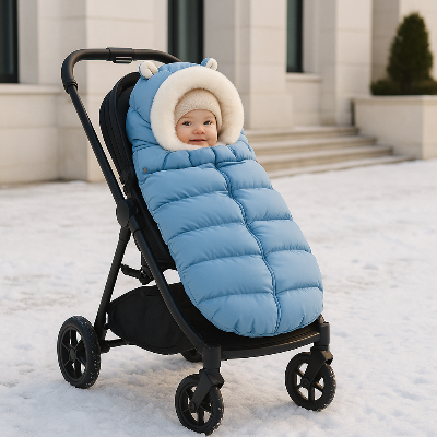 Chanceliere bleu pour poussette avec bebe