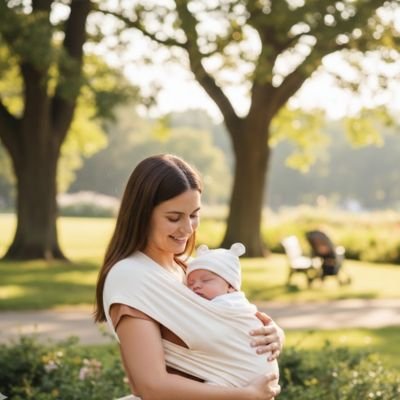 Bonnet bébé avec maman au parc