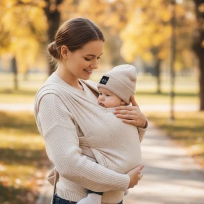 Bonnet bebe  beige maman contente