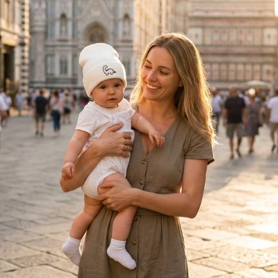 Bonnet bebe blanc bébé avec maman