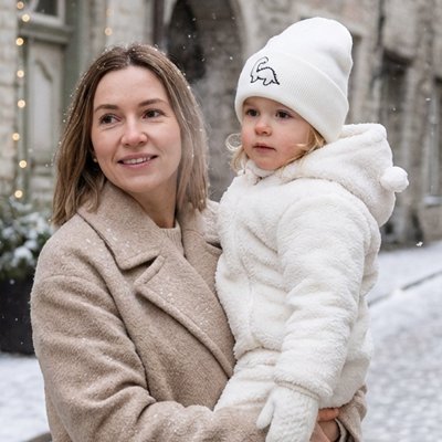 Bonnet bebe blanc pour hiver