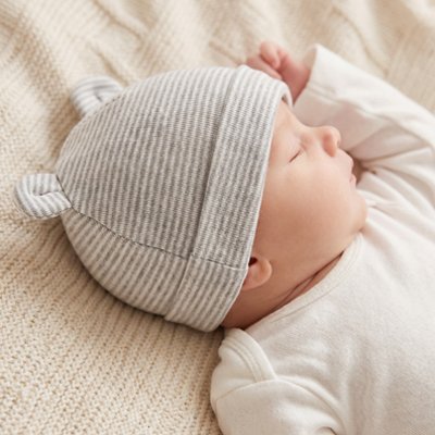 Bonnet bebe gris en coton