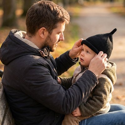 Bonnet bebe l'enfant avec papa