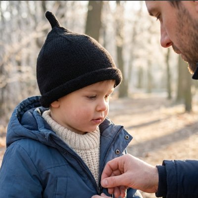 Bonnet bebe noir bébé avec papa