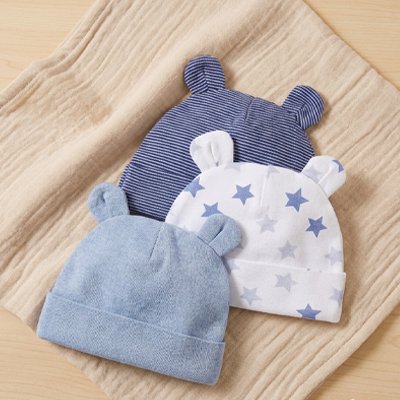 Bonnet bebe trois couleurs en coton