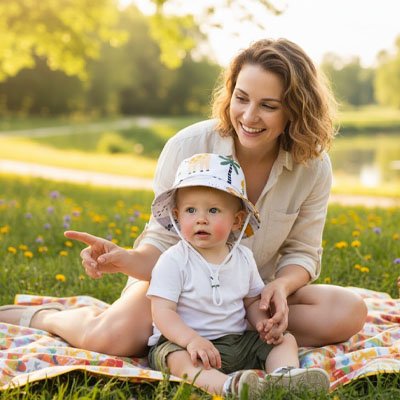Chapeau bebe avec maman