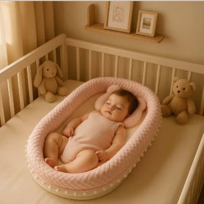 réducteur de lit bebe rose coton bio